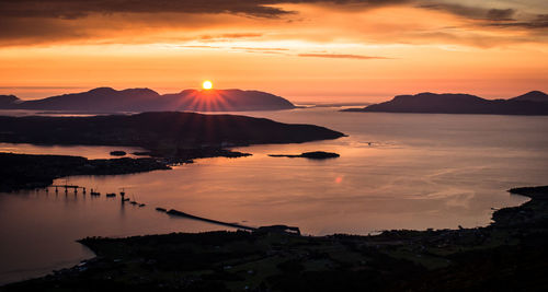 Scenic view of sea at sunset