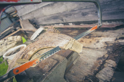 High angle view of chain swing