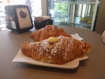 Close-up of breakfast on table