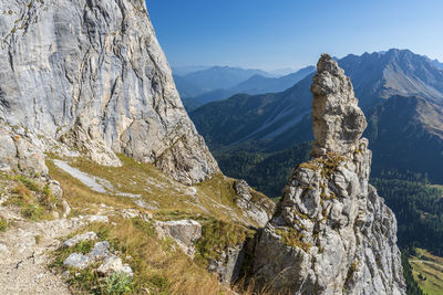 Scenic view of mountains against clear sky