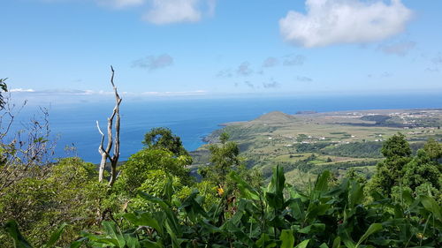 Scenic view of sea against cloudy sky