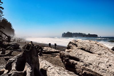 Panoramic view of sea against clear sky