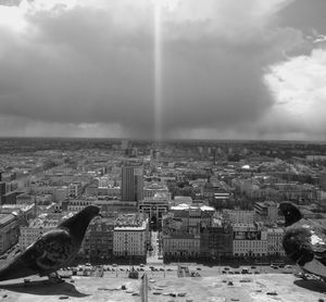 High angle view of cityscape against sky