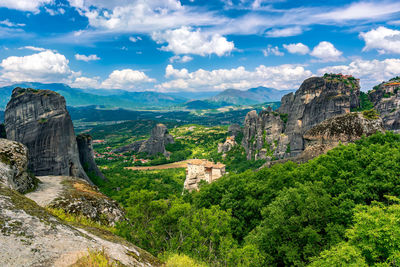 Scenic view of landscape against cloudy sky