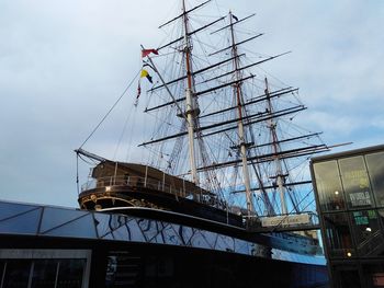 Low angle view of sailboat against sky