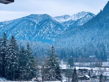 Snow covered mountains against sky