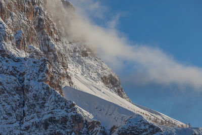 Detail of mount pelmo slope during a winter sunset, dolomites, italy