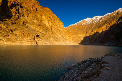 Scenic view of mountain against clear sky