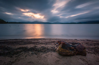 Scenic view of sea against sky during sunset