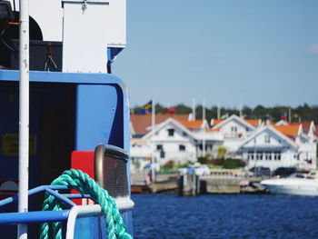 Close-up of rope on nautical vessel