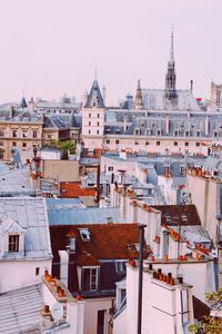 High angle view of buildings in city