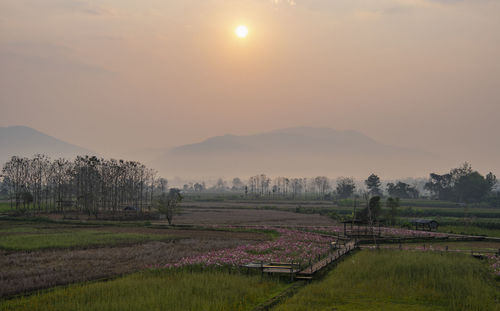 Sunrise in nan province in northern thailand