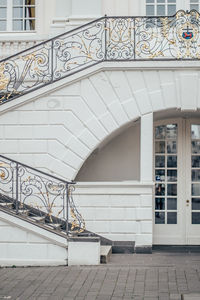 View of staircase by house