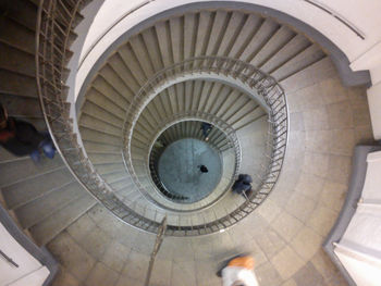 High angle view of spiral staircase