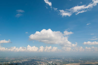 Aerial view of landscape against blue sky