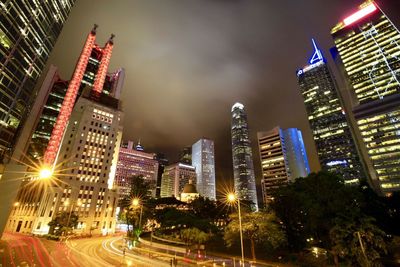 Light trails in city at night