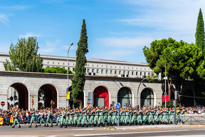 Spanish army marching during spanish national day army parade