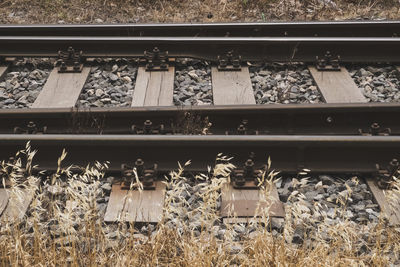 High angle view of railroad tracks