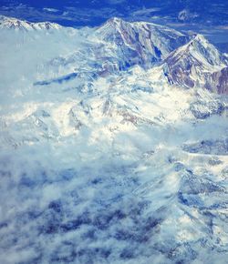 Aerial view of snowcapped mountains