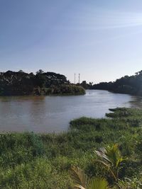 Scenic view of lake against sky