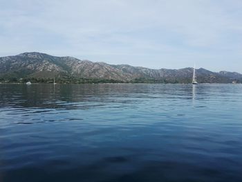 Scenic view of lake against sky