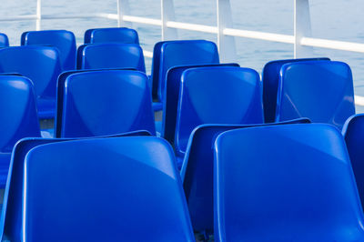 High angle view of empty chairs