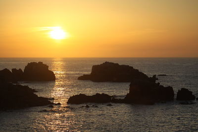 Scenic view of sea during sunset