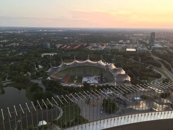 High angle view of buildings in city