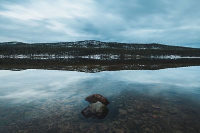 Scenic view of lake against sky