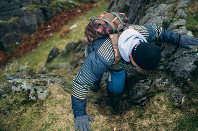 Man hiking on mountain