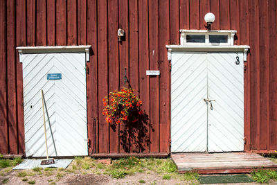 Closed door of building