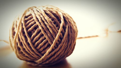 Close-up of rope ball on table