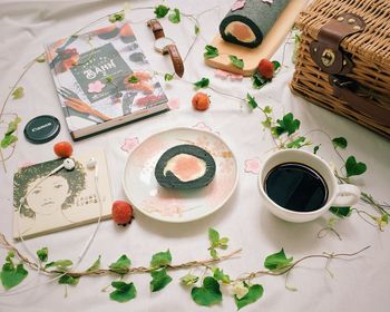 High angle view of food on table