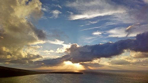 Scenic view of sea against sky at sunset