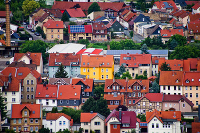 Close-up of residential district against sky