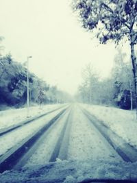 View of railroad tracks during winter