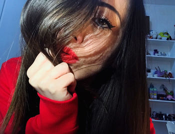 Close-up portrait of a beautiful young woman