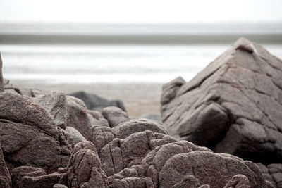 Close-up of rocks on shore