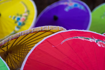 Full frame shot of colorful umbrellas for sale at market