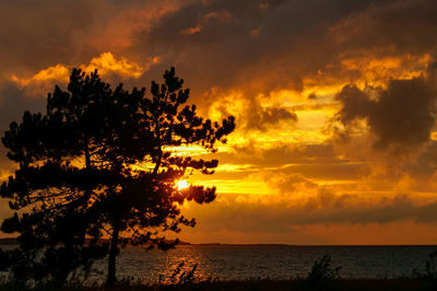 Scenic view of dramatic sky over sea