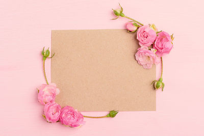 Directly above shot of pink rose on table