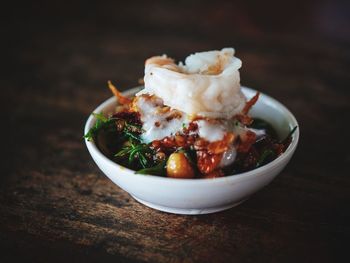 Close-up of food in bowl on table