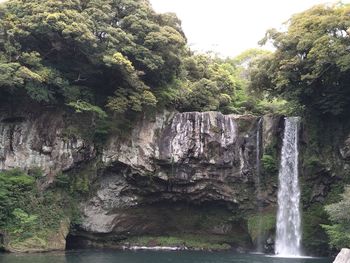 Scenic view of waterfall