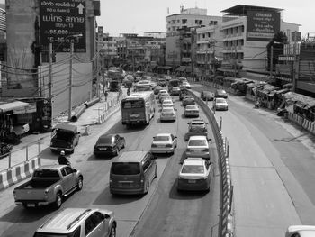 Traffic on street in city