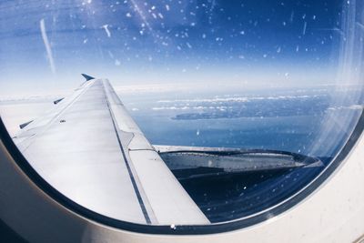 Clouds seen through airplane window