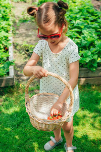 Full length of a girl holding basket