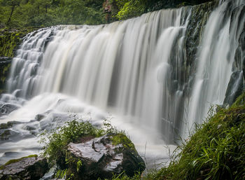 Scenic view of waterfall in forest