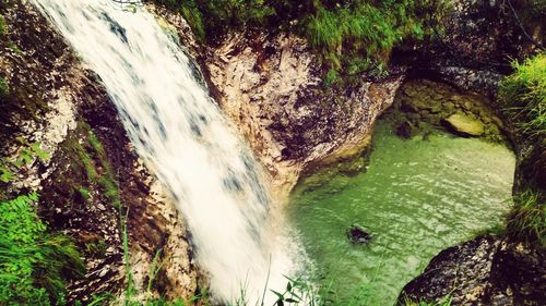 Scenic view of waterfall