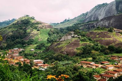 Scenic view of valley and mountains