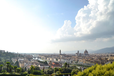 High angle view of townscape against sky